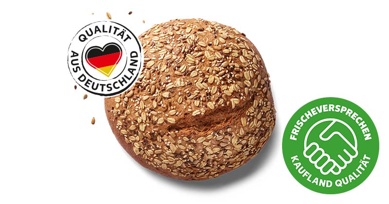 Dinkel-Vollkornbrot***; Logo: Frischeversprechen Kaufland Qualität; Logo: Qualität aus Deutschland