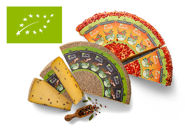 Käserebellen Bio-Schnittkäse***, versch. Sorten; Logo: Eu-Bio