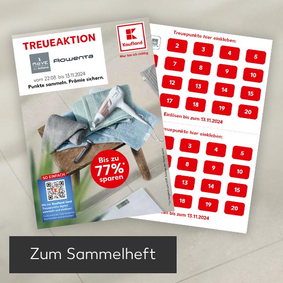 Sammelkarte Treueaktion; Button: Zum Sammelheft