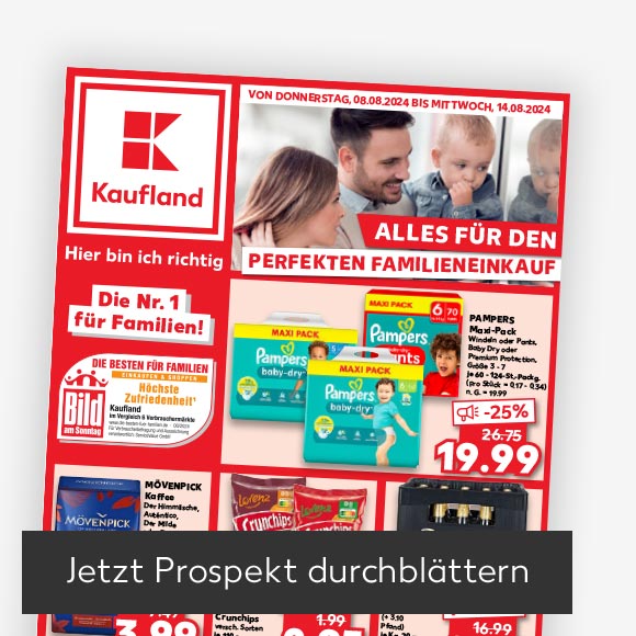 Abbildung: Titelbild Kaufland-Prospekt; Button: Jetzt Prospekt durchblättern