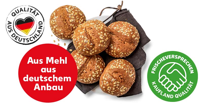Dinkelvollkornbrötchen***; Logo: Qualität aus Deutschland; Logo: Frischeversprechen Kaufland Qualität; Störer: Aus Mehl aus deutschem Anbau