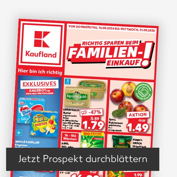 Titelbild Kaufland-Prospekt; Button: Jetzt Prospekt durchblättern
