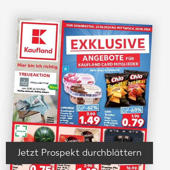 Titelbild Kaufland-Prospekt; Button: Jetzt Prospekt durchblättern