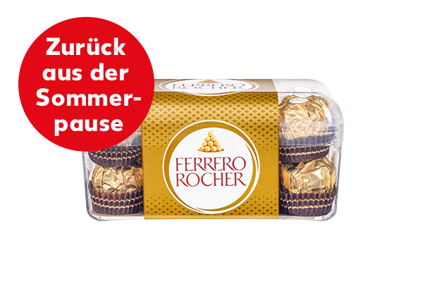 Ferrero Rocher; Störer: Zurück aus der Sommerpause