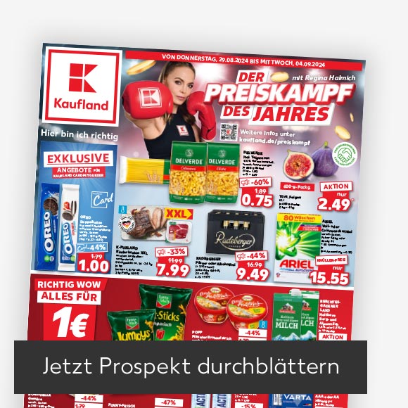 Titelbild Kaufland-Prospekt; Button: Jetzt Prospekt durchblättern