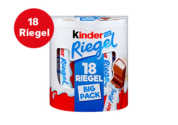 Kinder Riegel; Störer: 18 Riegel