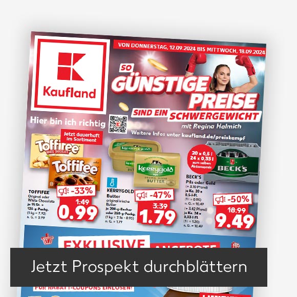 Titelbild Kaufland-Prospekt; Button: Jetzt Prospekt durchblättern