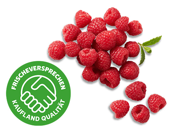 Poln. Himbeeren; Logo: Frischeversprechen Kaufland Qualität