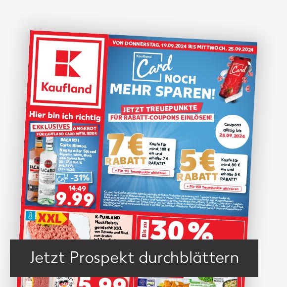 Abbildung: Titelbild Kaufland-Prospekt; Button: Jetzt Prospekt durchblättern