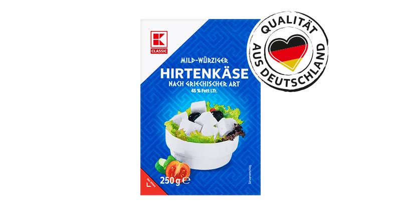 K-Classic Hirtenkäse; Logo: Qualität aus Deutschland