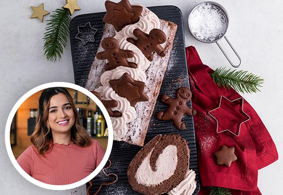 Rezept: Lebkuchen-Biskuitrolle; Abbildung: Kiki von Kikis Kitchen