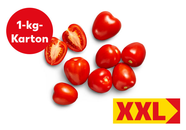 Marokk. Miniromatomaten; Störer: 1-kg-Karton