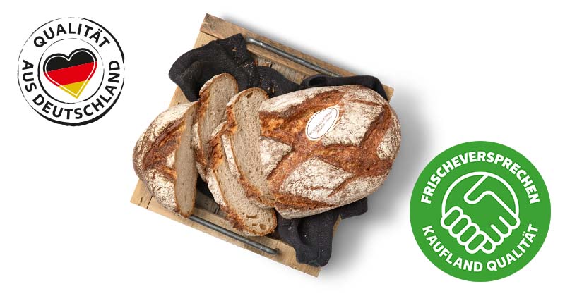 Bergbauernbrot***; Logo: Qualität aus Deutschland; Logo: Frischeversprechen Kaufland Qualität