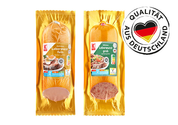 K-Classic Leberwurst, versch. Sorten; Logo: Qualität aus Deutschland