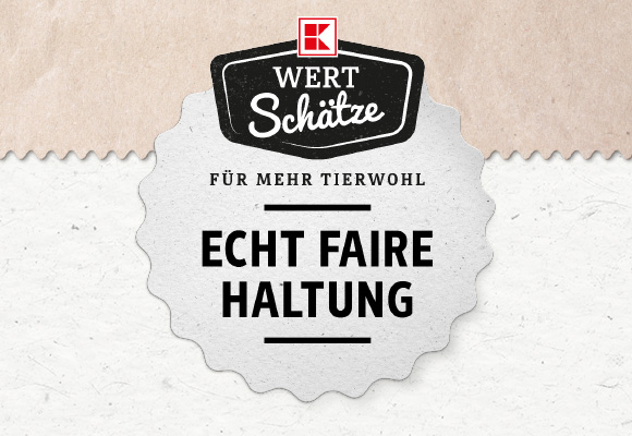 Logo: K-Wertschätze, Für mehr Tierwohl, Echt faire Haltung