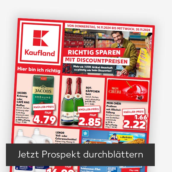 Titelbild Kaufland-Prospekt; Button: Jetzt Prospekt durchblättern