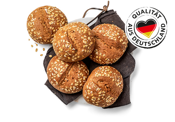 Dinkelvollkornbrötchen***; Logo: Qualität aus Deutschland