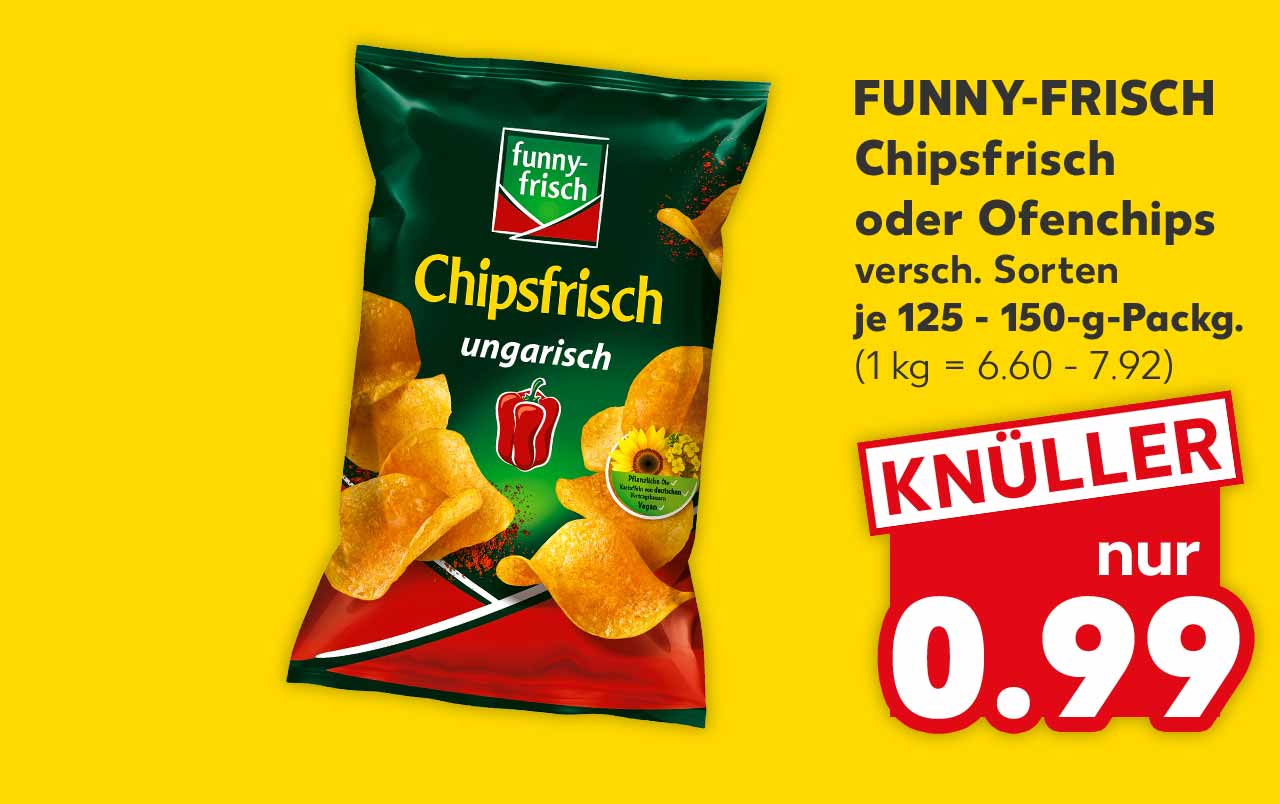 Funny-Frisch Chipsfrisch oder Ofenchips, versch. Sorten, je 125 - 150-g-Packg. für 0.99 Euro (1 kg = 6.60 - 7.92)