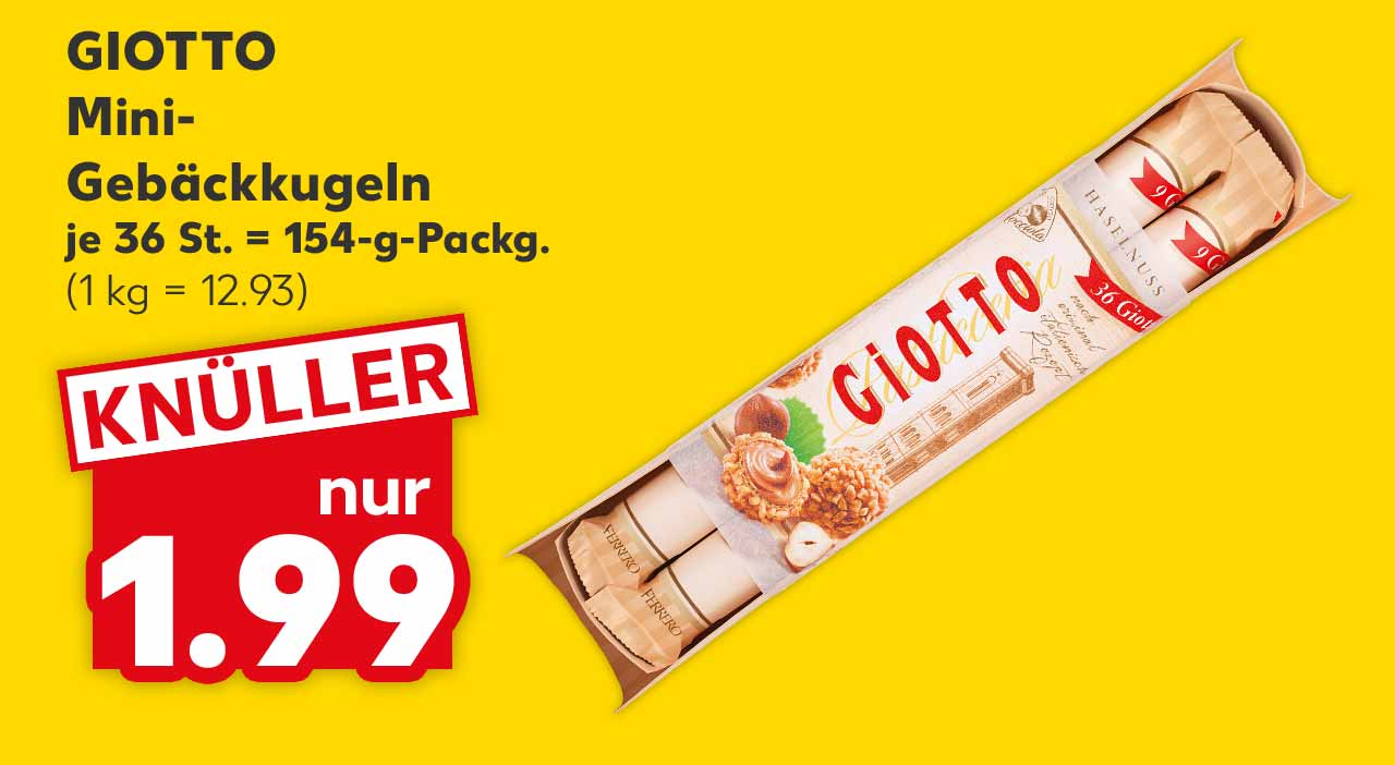 Giotto Mini-Gebäckkugeln, je 36 St. = 154-g-Packg. für 1.99 Euro (1 kg = 12.93)