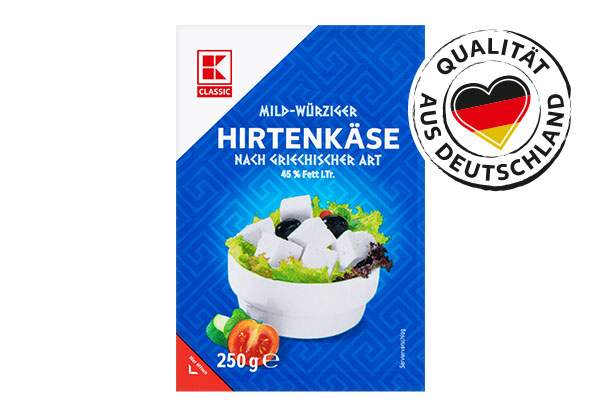 K-Classic Hirtenkäse; Logo: Qualität aus Deutschland