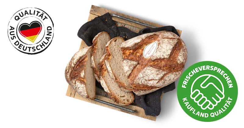 Bergbauernbrot***; Logo: Qualität aus Deutschland; Logo: Frischeversprechen Kaufland Qualität