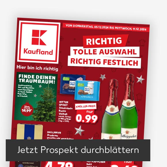 Titelbild Kaufland-Prospekt; Button: Jetzt Prospekt durchblättern
