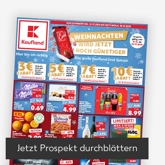 Abbildung: Titelbild Kaufland-Prospekt; Button: Jetzt Prospekt durchblättern