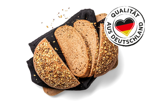 Dinkel-Vollkornbrot***; Logo: Qualität aus Deutschland