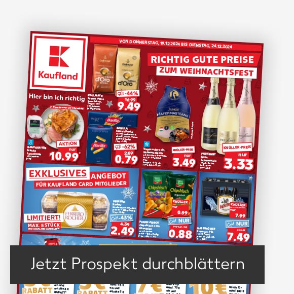 Abbildung: Titelbild Kaufland-Prospekt; Button: Jetzt Prospekt durchblättern