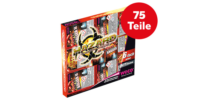  Weco China-Knall-Sortiment »Hazard«; Störer: 75 Teile