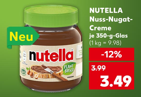 Nutella Nuss-Nugat-Creme, je 350-g-Glas für 3.49 Euro (1 kg = 9.98); Logo: Neu