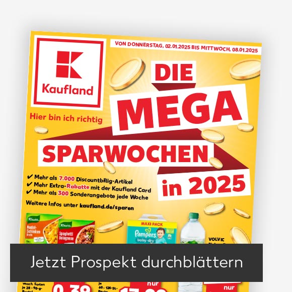Titelbild Kaufland-Prospekt; Button: Jetzt Prospekt durchblättern