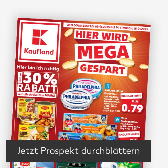 Titelbild Kaufland-Prospekt; Button: Jetzt Prospekt durchblättern