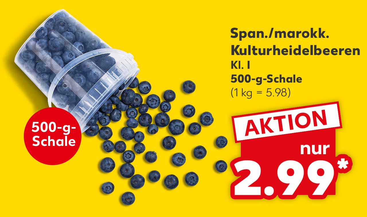 Span./marokk. Kulturheidelbeeren, Kl. I, 500-g-Schale für 2.99 Euro* (1 kg = 5.98); Störer: 500-g-Schale