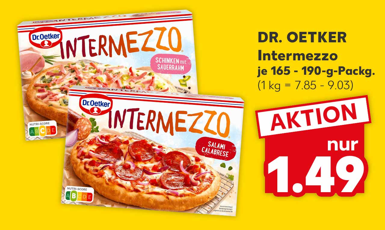 Dr. Oetker Intermezzo, versch, Sorten, je 165 - 190-g-Packg. für 1.49 Euro (1 kg = 7.85 - 9.03)