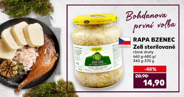 Bohdanova první volba - Rapa Bzenec - Zelí sterilované