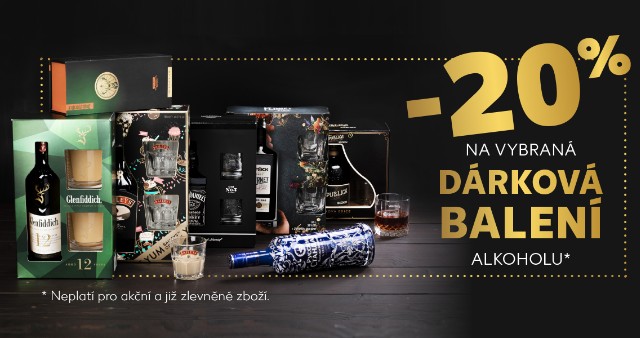 - 20 % na vybraná dárková balení alkoholu