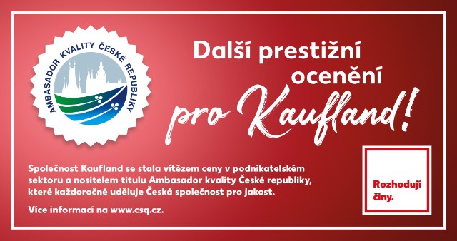 Další prestižní ocenění pro Kaufland - Ambasador kvality České republiky