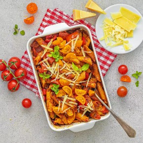 Zapečené penne s rajčaty a parmazánem