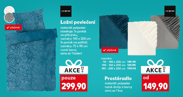 Liv&Bo - Ložní povlečení a prostěradlo v akci