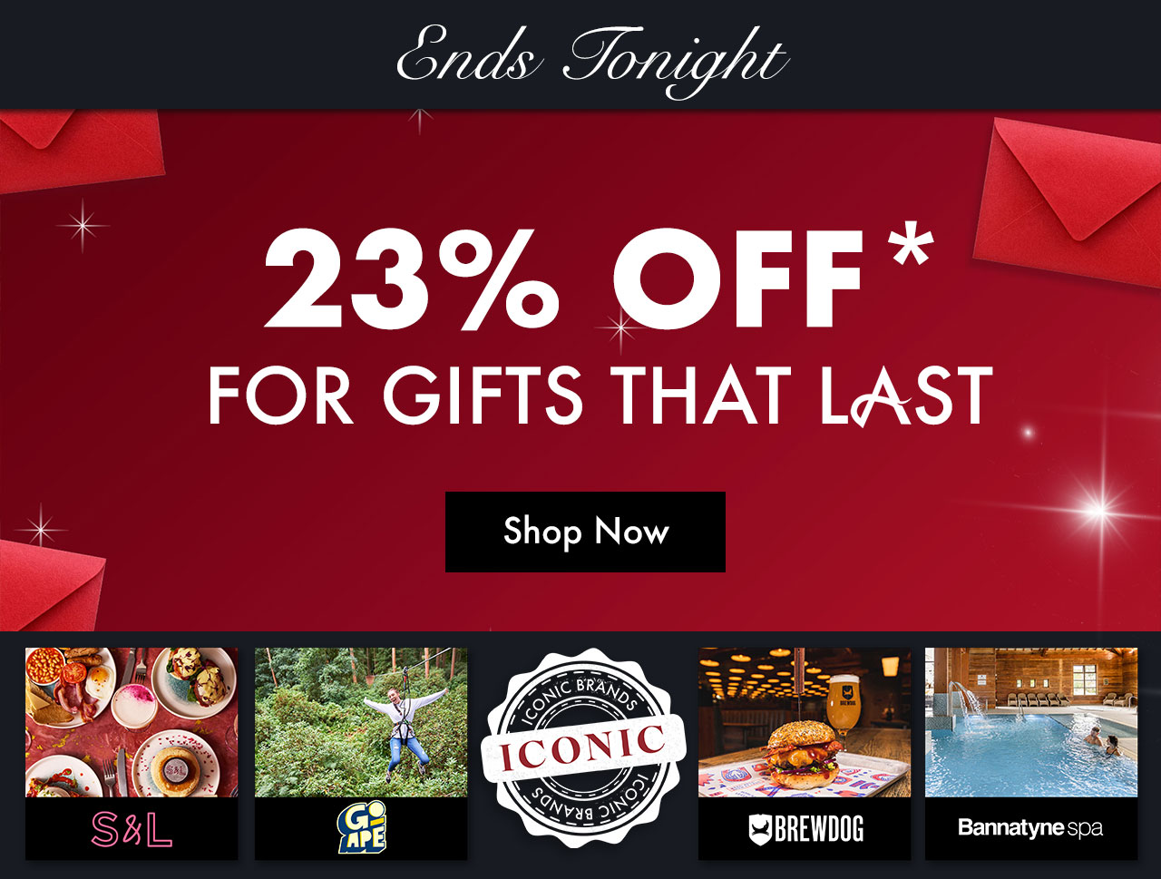 23% off for gifts that last ends tonight
