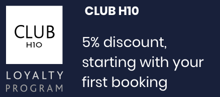 Club H10: 5% discount, starting with your first booking