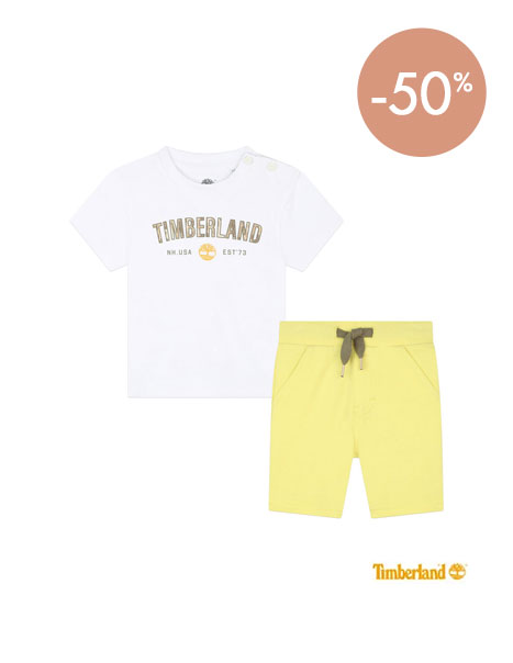 Ensemble t-shirt + short Blanc / Jaune de Timberland