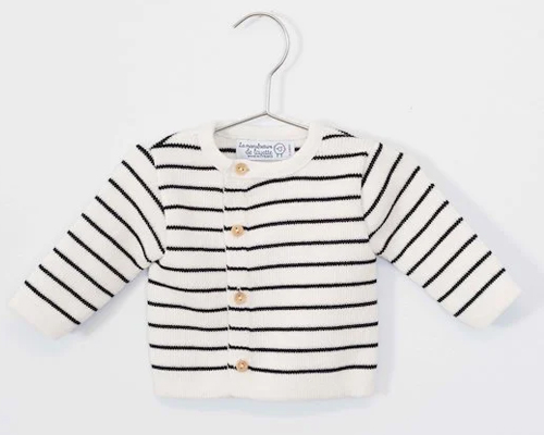 Cardigan Petits Marins Ecru/Marine 1 mois de La Manufacture de Layette