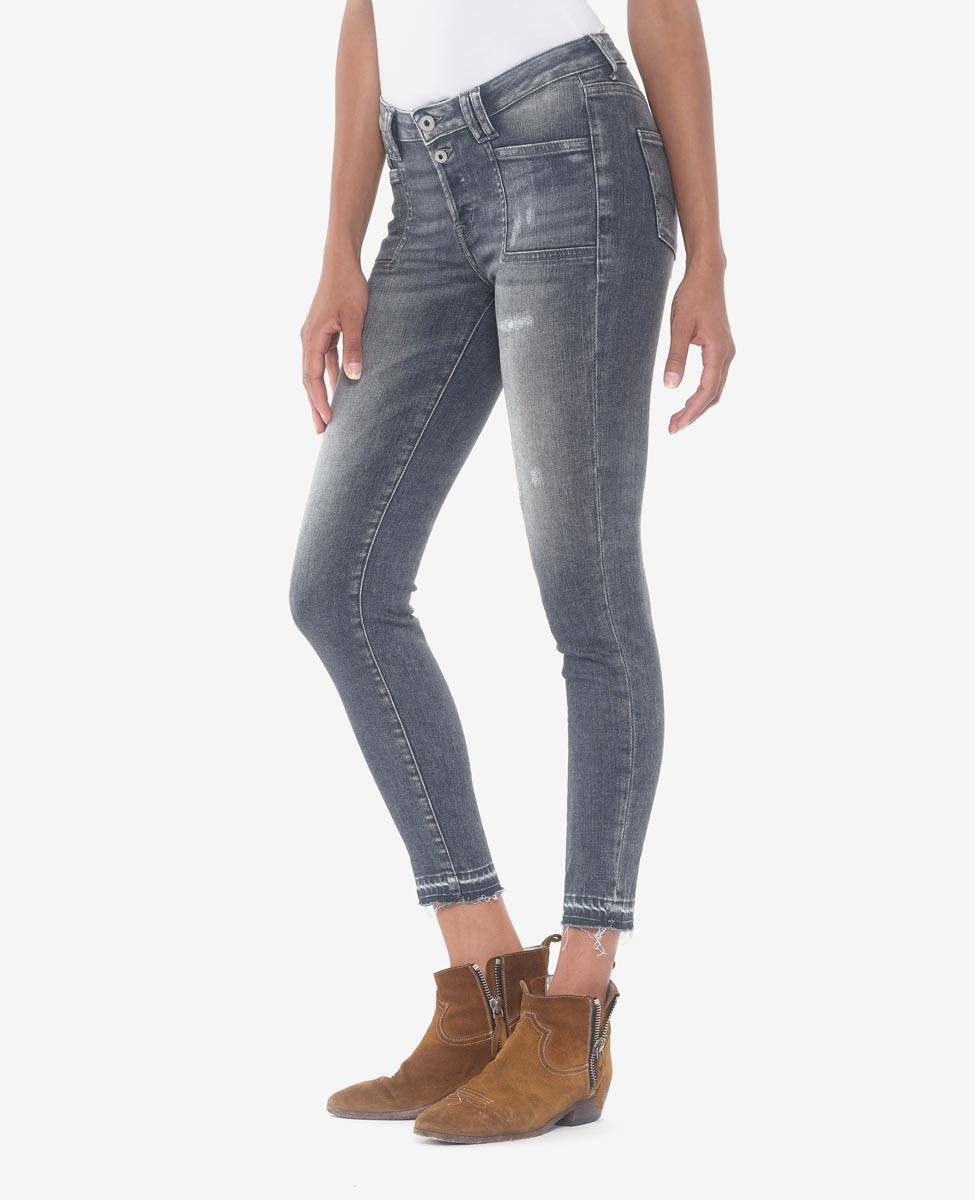 SCOT POWER SKINNY TAILLE HAUTE 7/8 ÈME JEANS DESTROY GRIS N°2