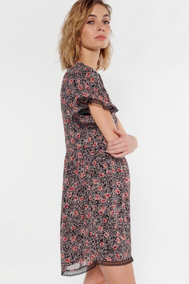 Robe Angie à motif fleuri rose