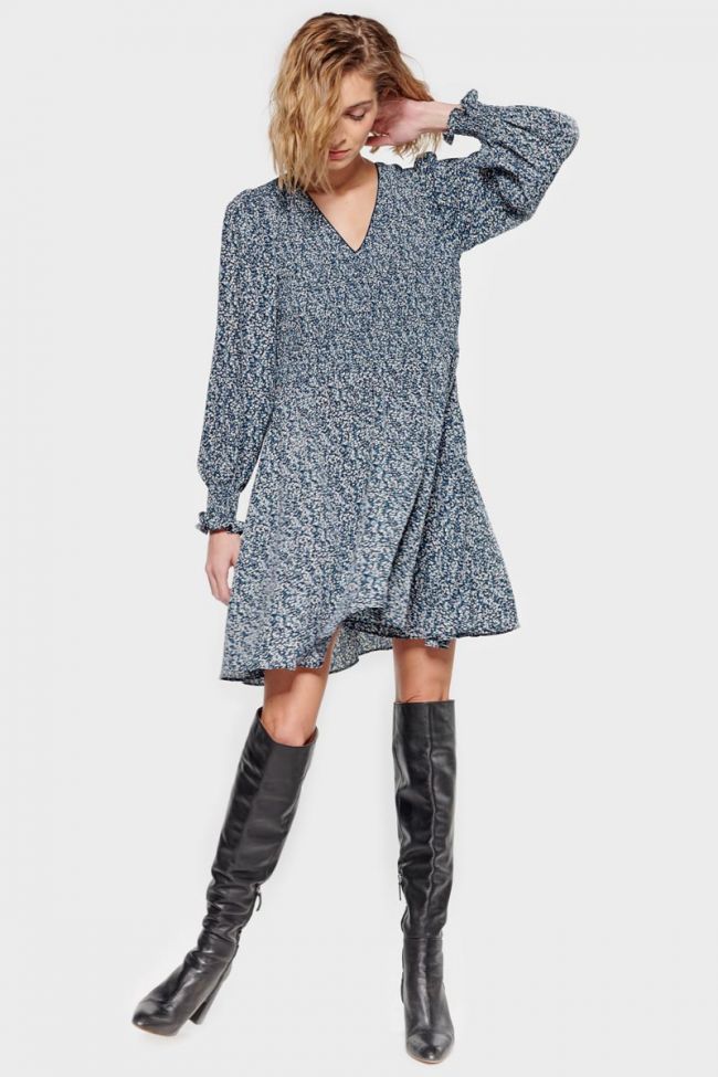 Robe Dickes à motif fleuri bleu