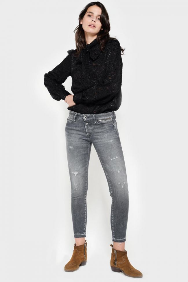 Vibe power skinny 7/8ème jeans destroy gris N°2