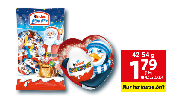 Kinder Mini Mix Beutel, Herz- oder Sternschokolade mit Überraschung