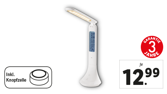 LED-Tischleuchte mit Uhr